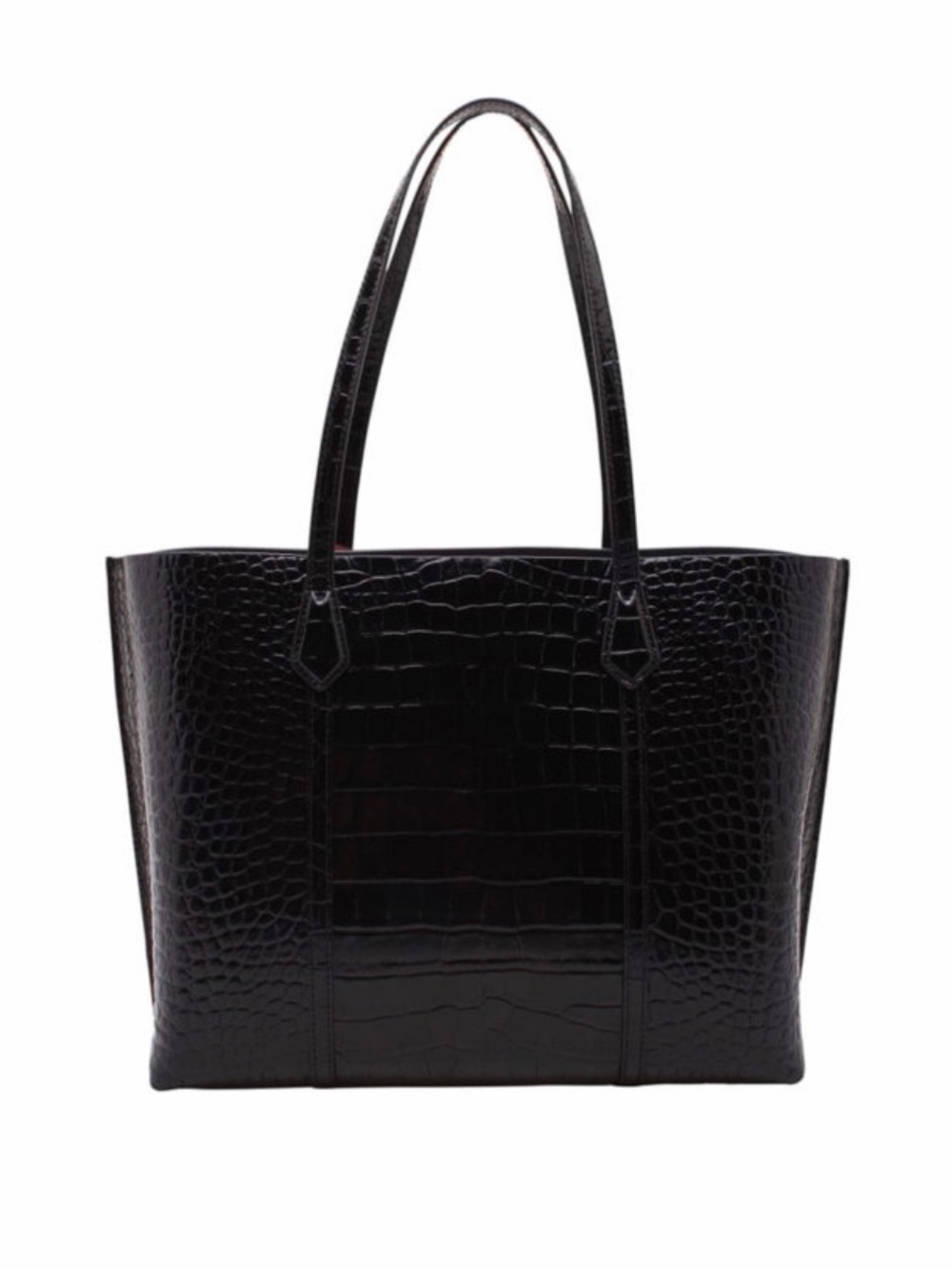 Tory Burch Black Croc-Embossed Leather Tote Bag